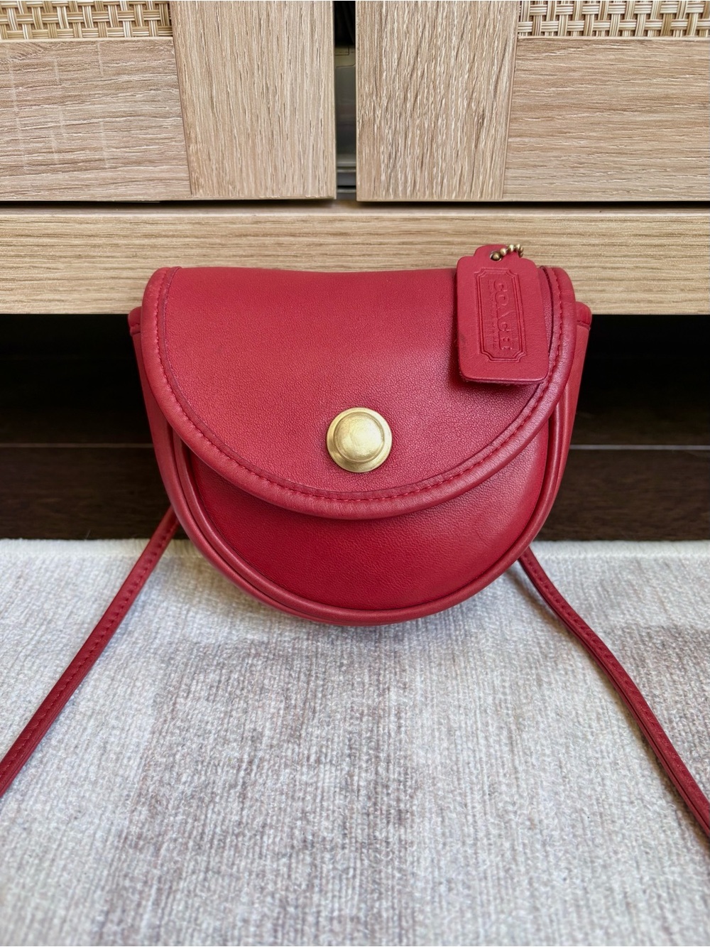 RARE COACH Vintage Pre-1994 Mini Belt Bag Red Convertible Crossbody 9826